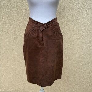 Magia brown embossed suede paisley mini skirt